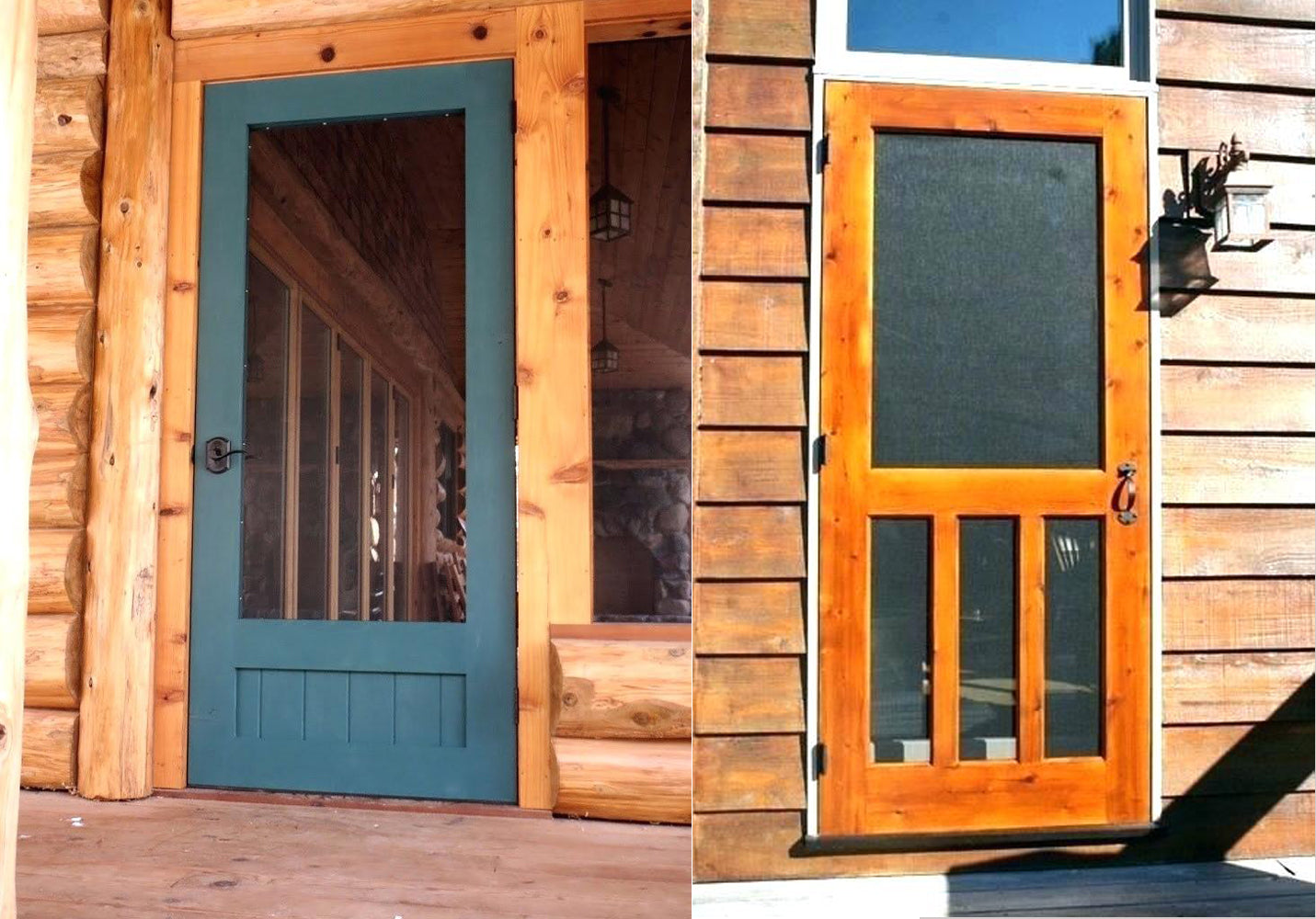 Two different styles of screen door