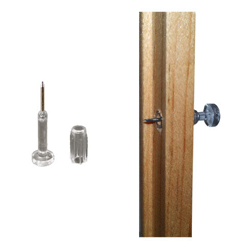 Push Pin and Grommet next to a bar with fasteners inserted