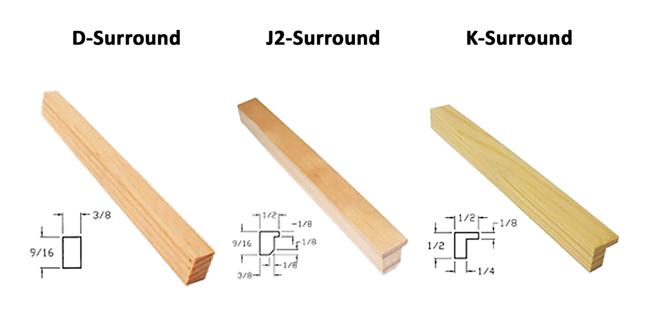 Image showing 3 different grill bar surround profiles.