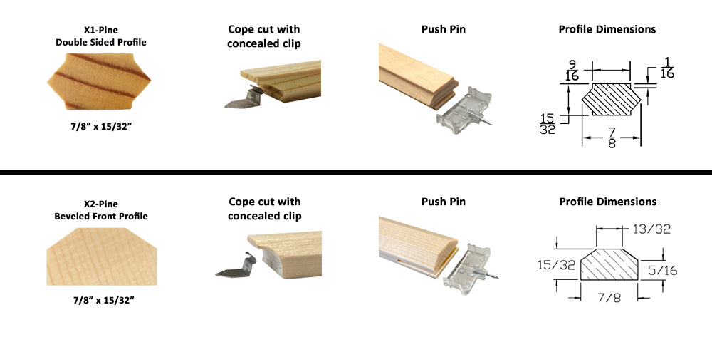 Premium Profiles with fasteners and detail drawings with dimensions