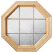 Large Cabin Light wood stationary octagon with obscure IG glass