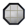 Rambler Black Poly Octagon Window Clear IG With Sand Grille In Glass