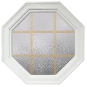 Large Town Light White Poly Brickmould Stationary Octagon Window Obscure IG Glass 9 Light Pine Removable Grille