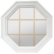 Large Town Light White Poly Brickmould Stationary Octagon Window Clear IG Glass 9 Light Pine Removable Grille