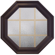 Large Town Light Bronze Poly Brickmould Stationary Octagon Window Obscure IG Glass 9 Light Pine Removable Grille
