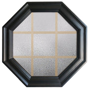 Large Town Light Black Poly Brickmould Stationary Octagon Window Obscure IG Glass 9 Light Pine Removable Grille
