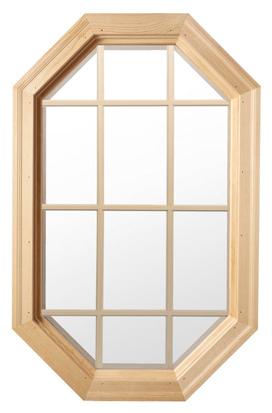 Tall Cabin Light Wood Stationary Octagon Window Clear IG Glass