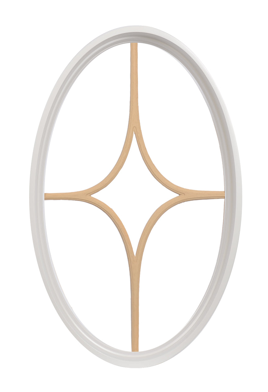 Rambler White Poly Oval Window Clear Insulated Glass 5 light Diamond Polyurethane Grille