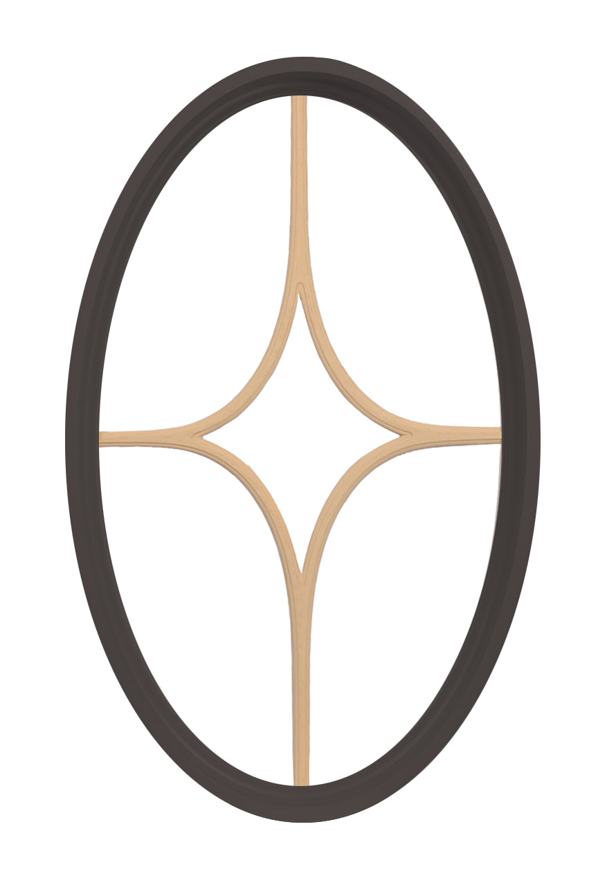 Rambler Bronze Poly Oval Window Clear Insulated Glass 5 light Diamond Polyurethane Grille