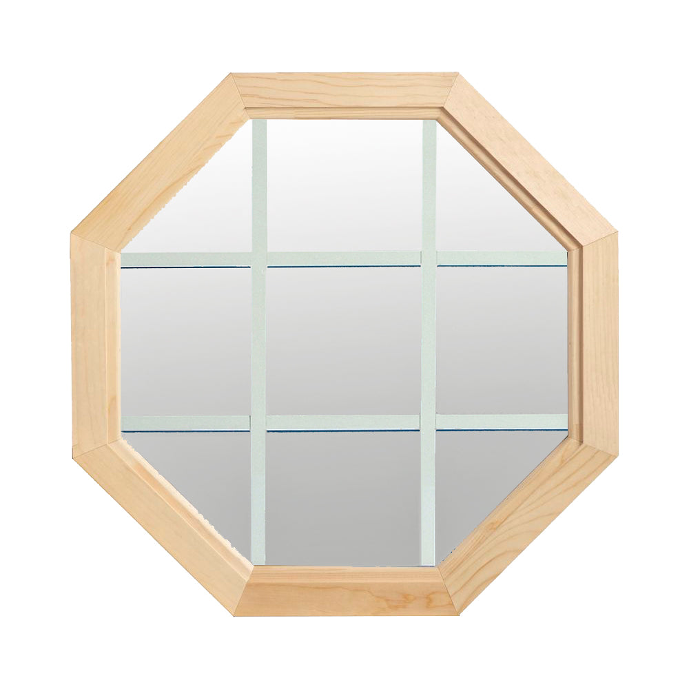 Replacement Octagon Wood sash with clear IG glass and 9 light white grille in glass