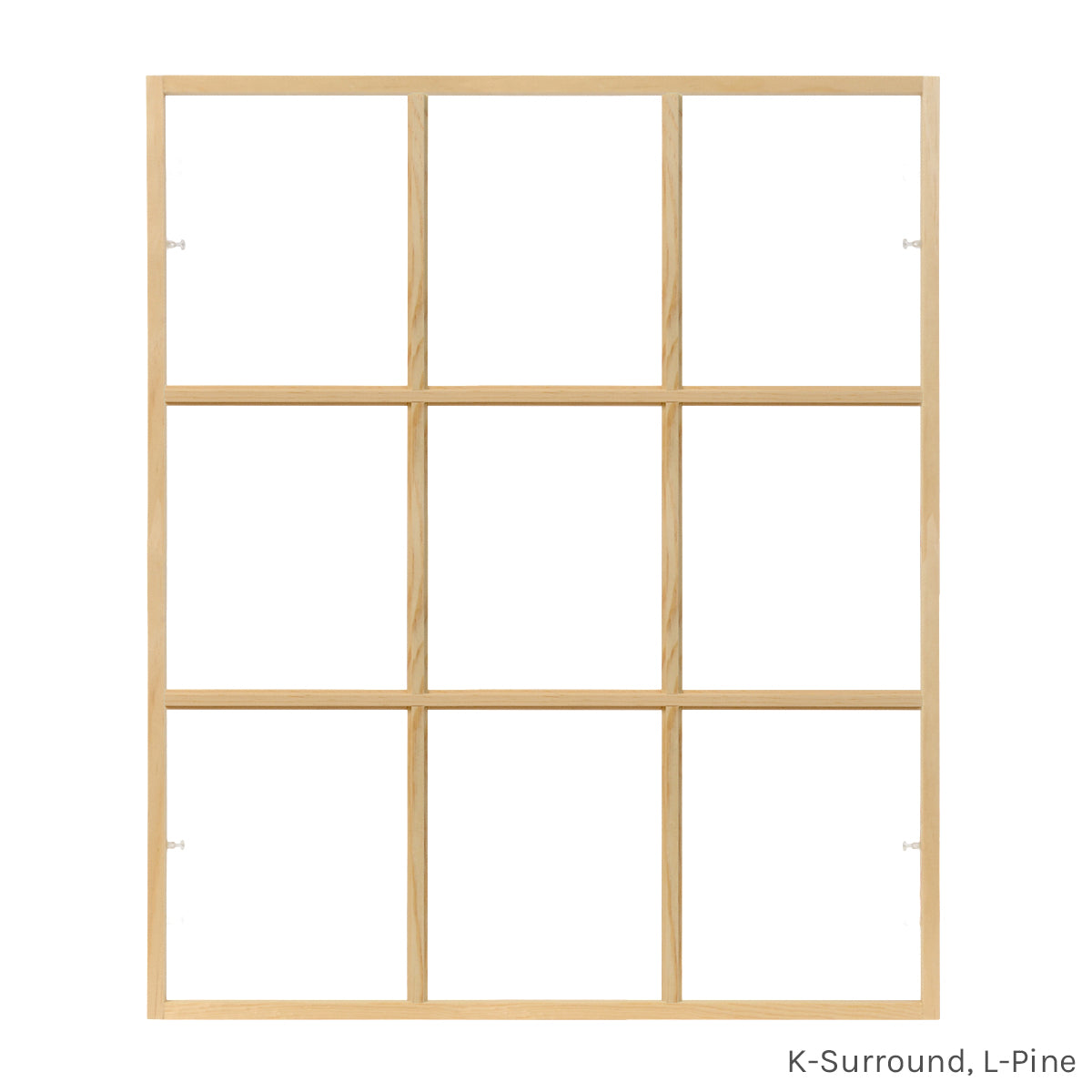 9 light square pine colonial window grid insert for casement and double hung windows