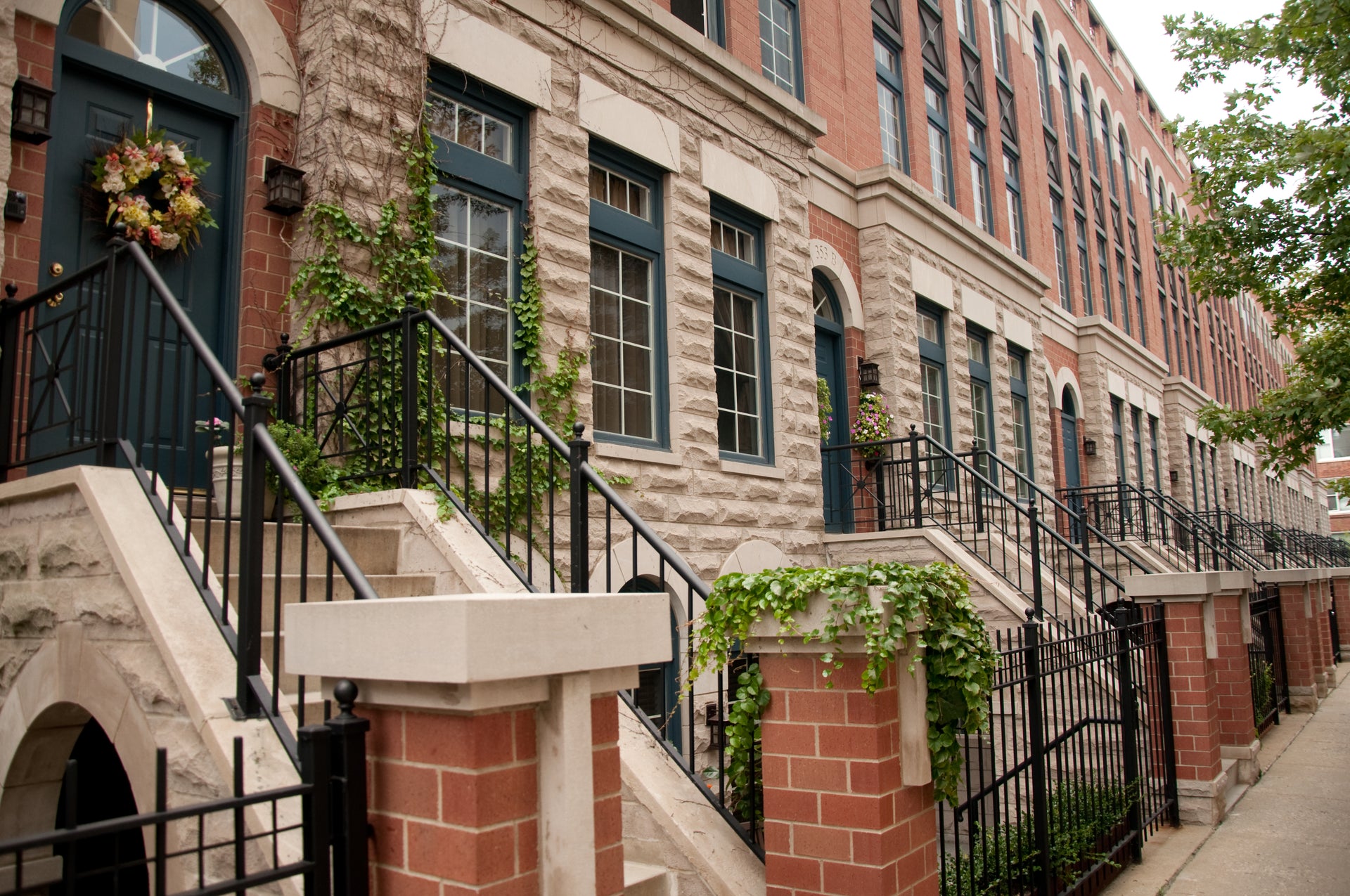 Entrances to townhome apartments