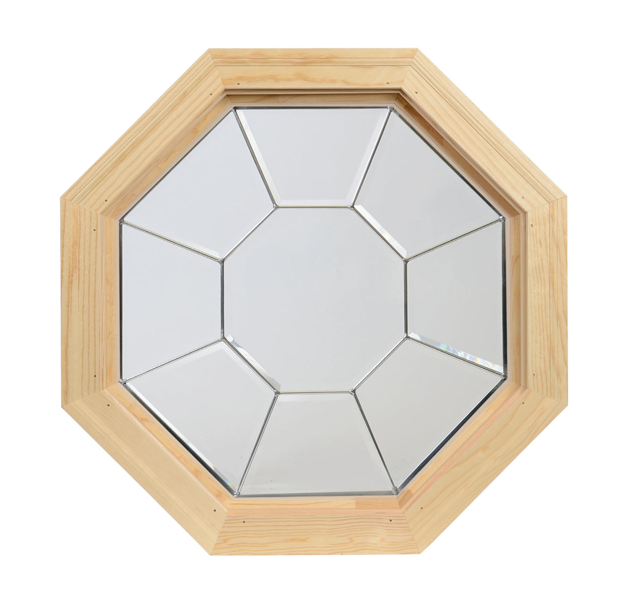 Wood Octagon Window with Leaded Glass