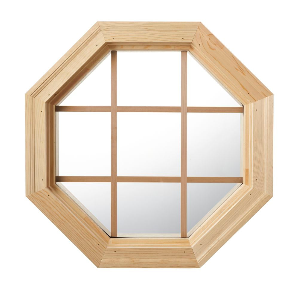 Wood stationary clear octagon windows