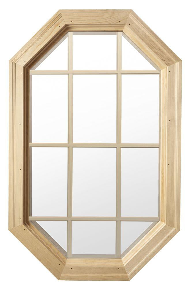 Tall wood stationary octagon window