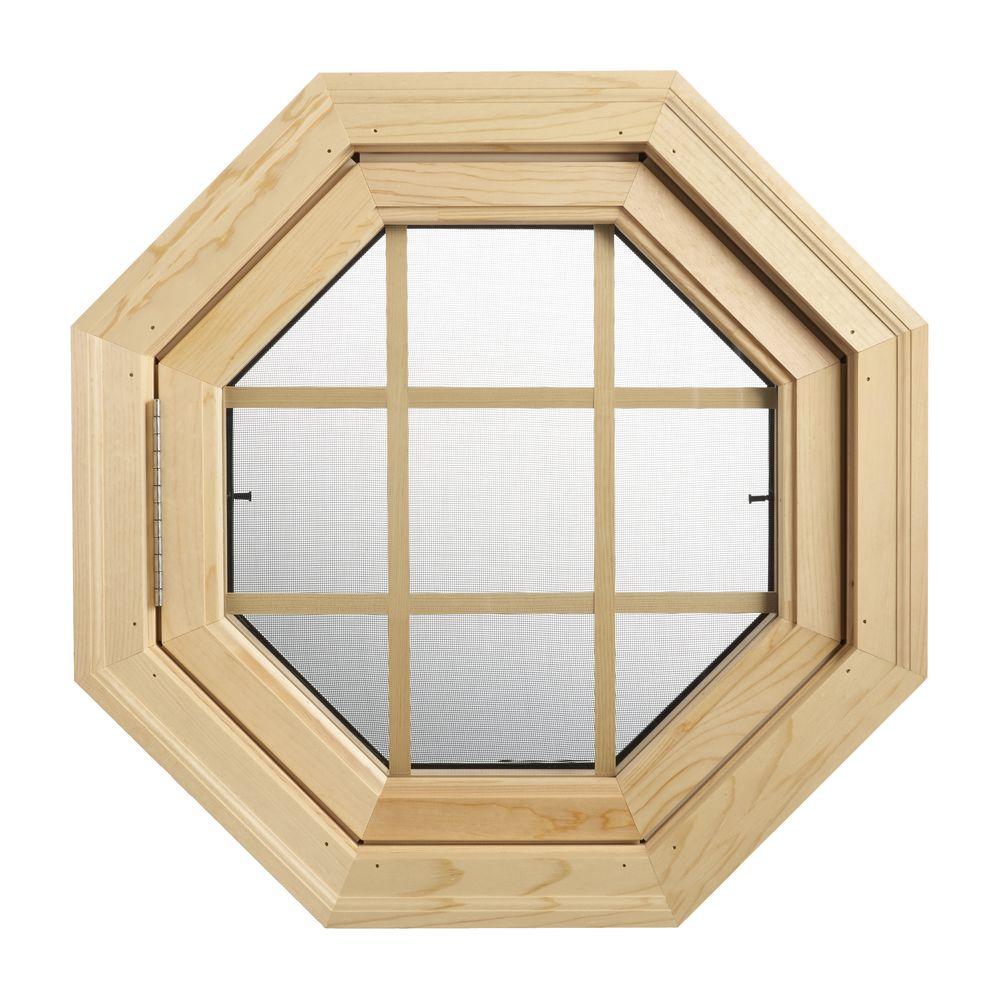 Wood venting octagon window
