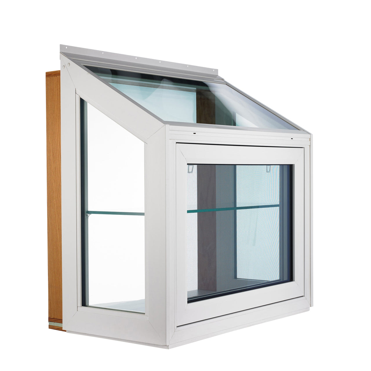 White Garden Window with front opening awning
