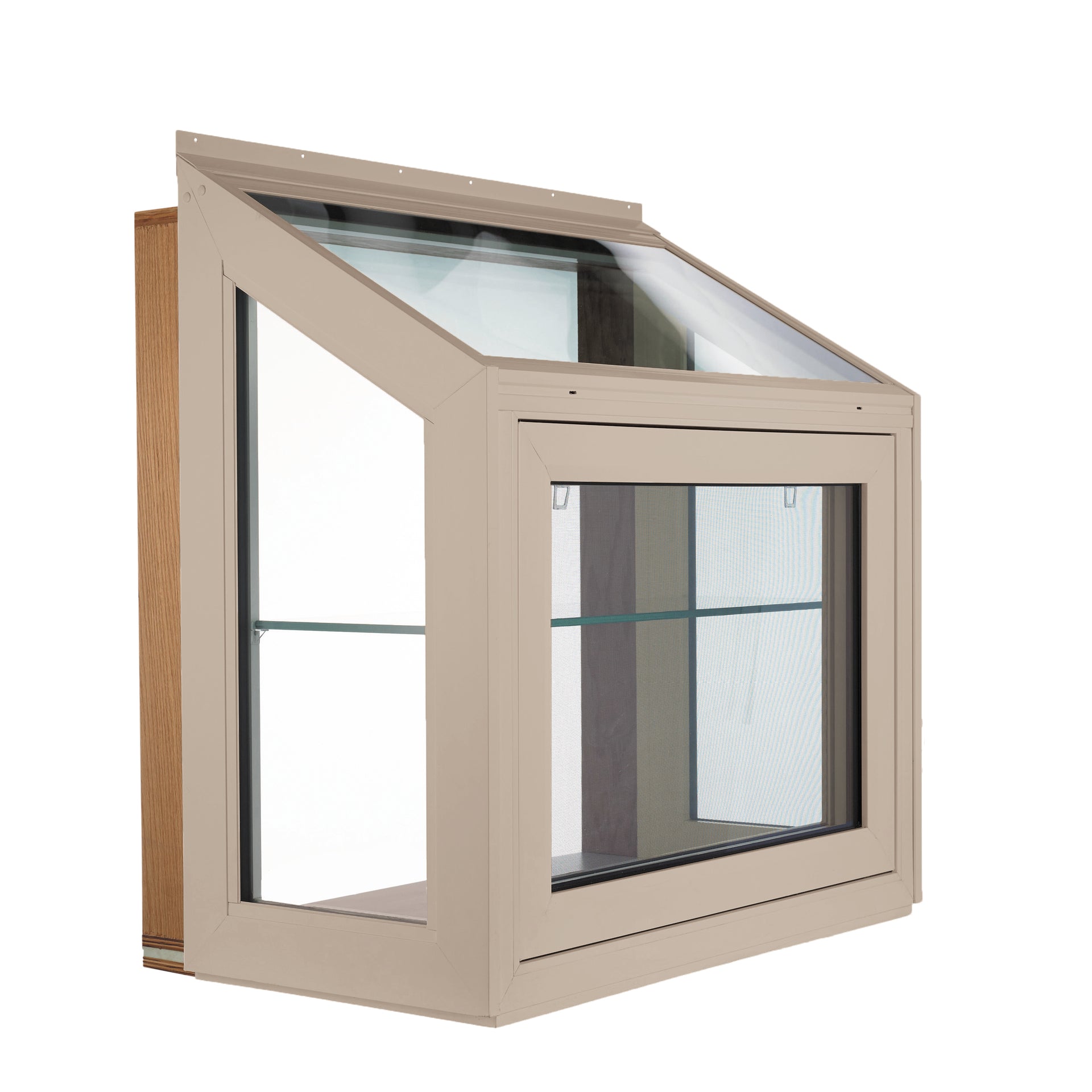 Tan Garden Window with Front Opening Awning