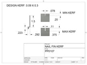 Drawing of Nail Fin Kerf Min-Max Dimensions