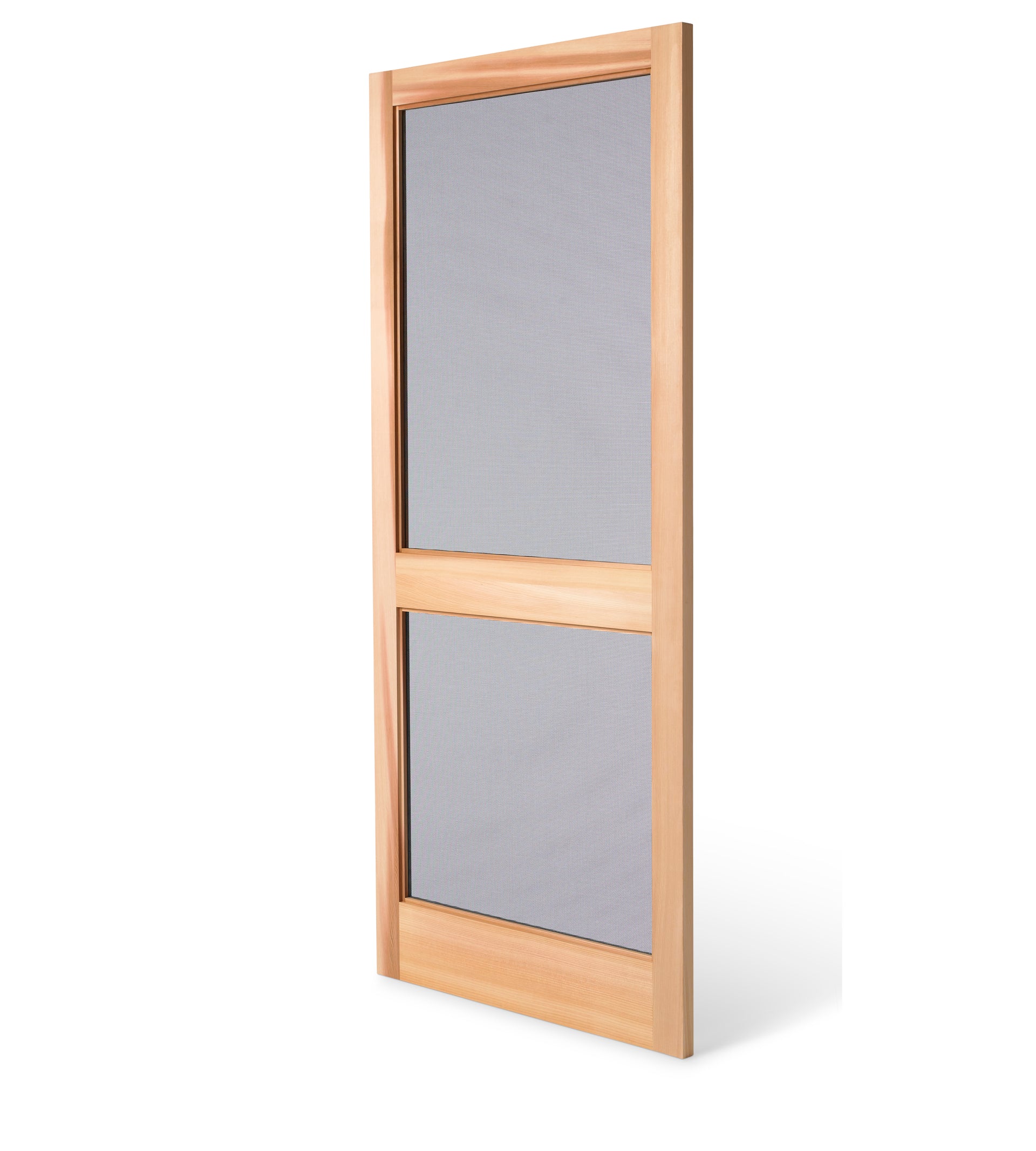 Slim Design Cedar Screen Door Angle View