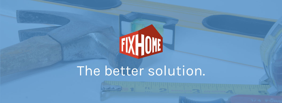 Fixhome Logo with tools in background.