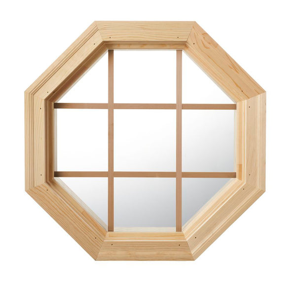 Cabin Light Octagon Window Clear IG Pine Grille