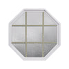 Rambler White Poly Stationary Octagon Window Obscure IG Glass With Sand Grille In Glass