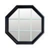 Rambler Black Poly Octagon Window Clear IG With White Grille In Glass