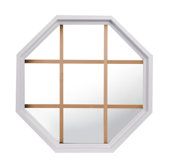 Rambler White Poly Stationary Octagon Window Clear IG Glass With Pine Removable Grille