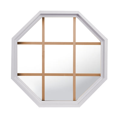 Rambler White Poly Stationary Octagon Window Clear IG Glass With Pine Removable Grille