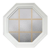 Town Light White Poly Brickmould Stationary Octagon Window Obscure IG Glass 9 Light Pine Removable Grille