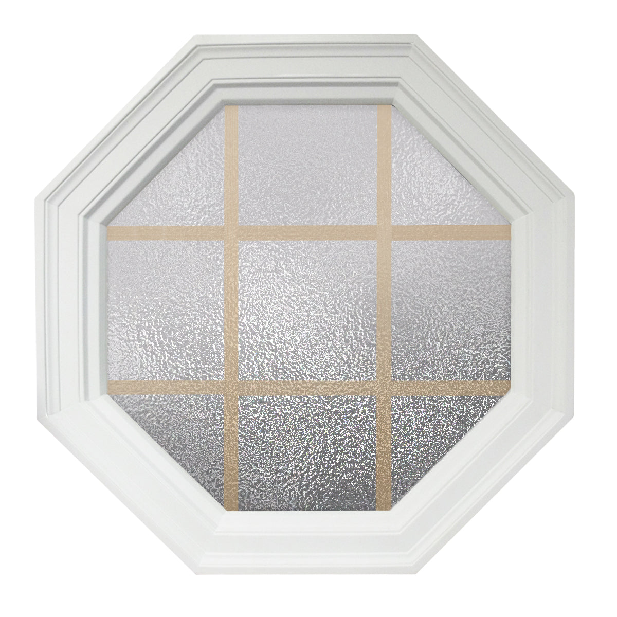 Town Light White Poly Brickmould Stationary Octagon Window Obscure IG Glass 9 Light Pine Removable Grille