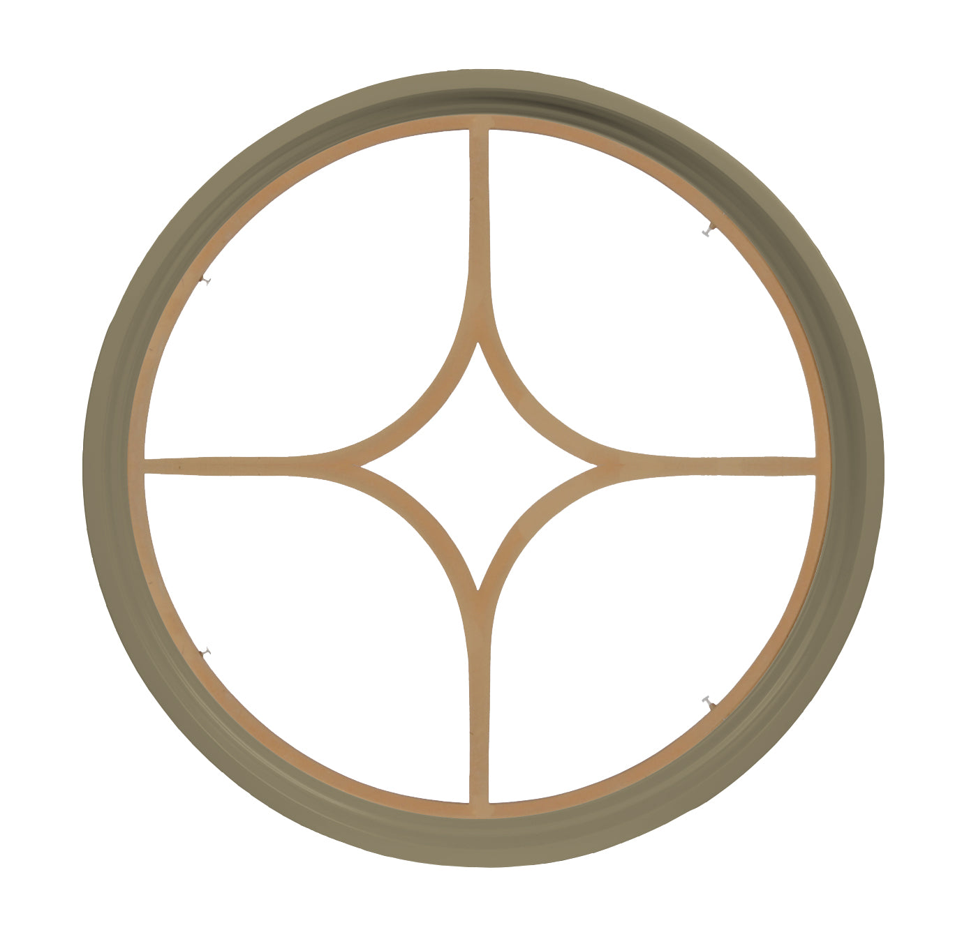 Rambler Sand Round Poly Window with 5 Light Diamond Poly Grille