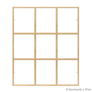 9 light square pine colonial window grid insert for casement and double hung windows