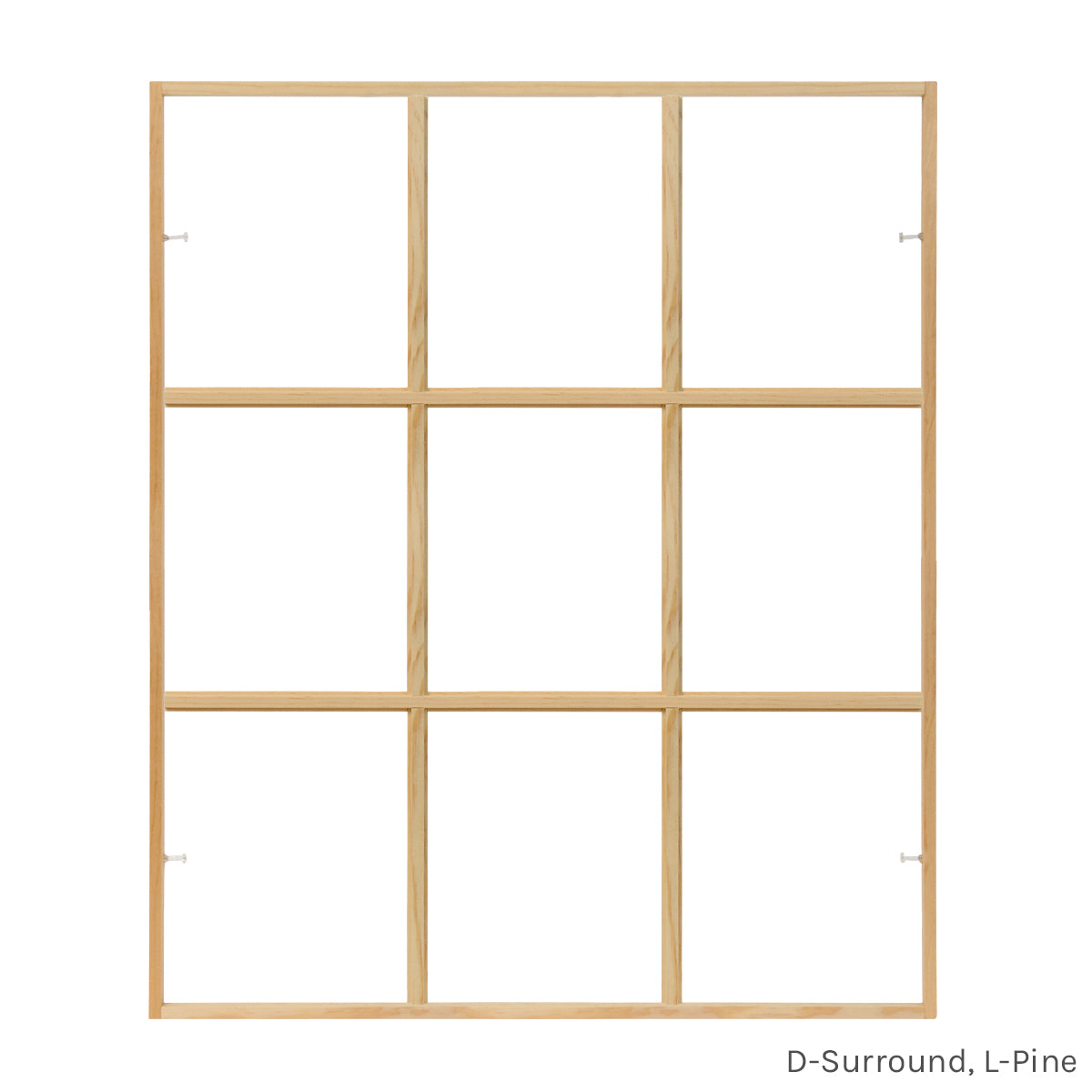 9 light square pine colonial window grid insert for casement and double hung windows