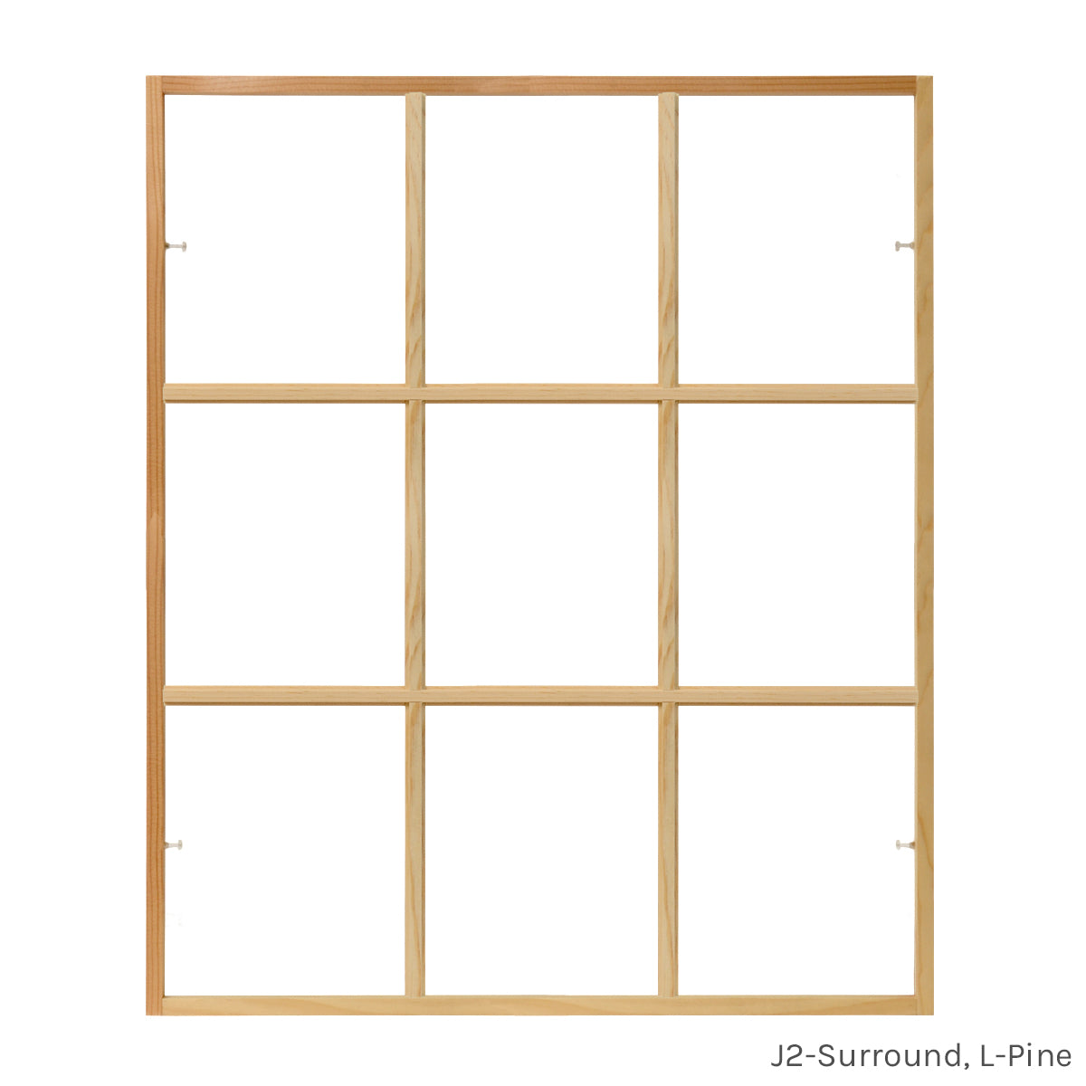 9 light square pine colonial window grid insert for casement and double hung windows