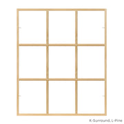 9 light square pine colonial window grid insert for casement and double hung windows