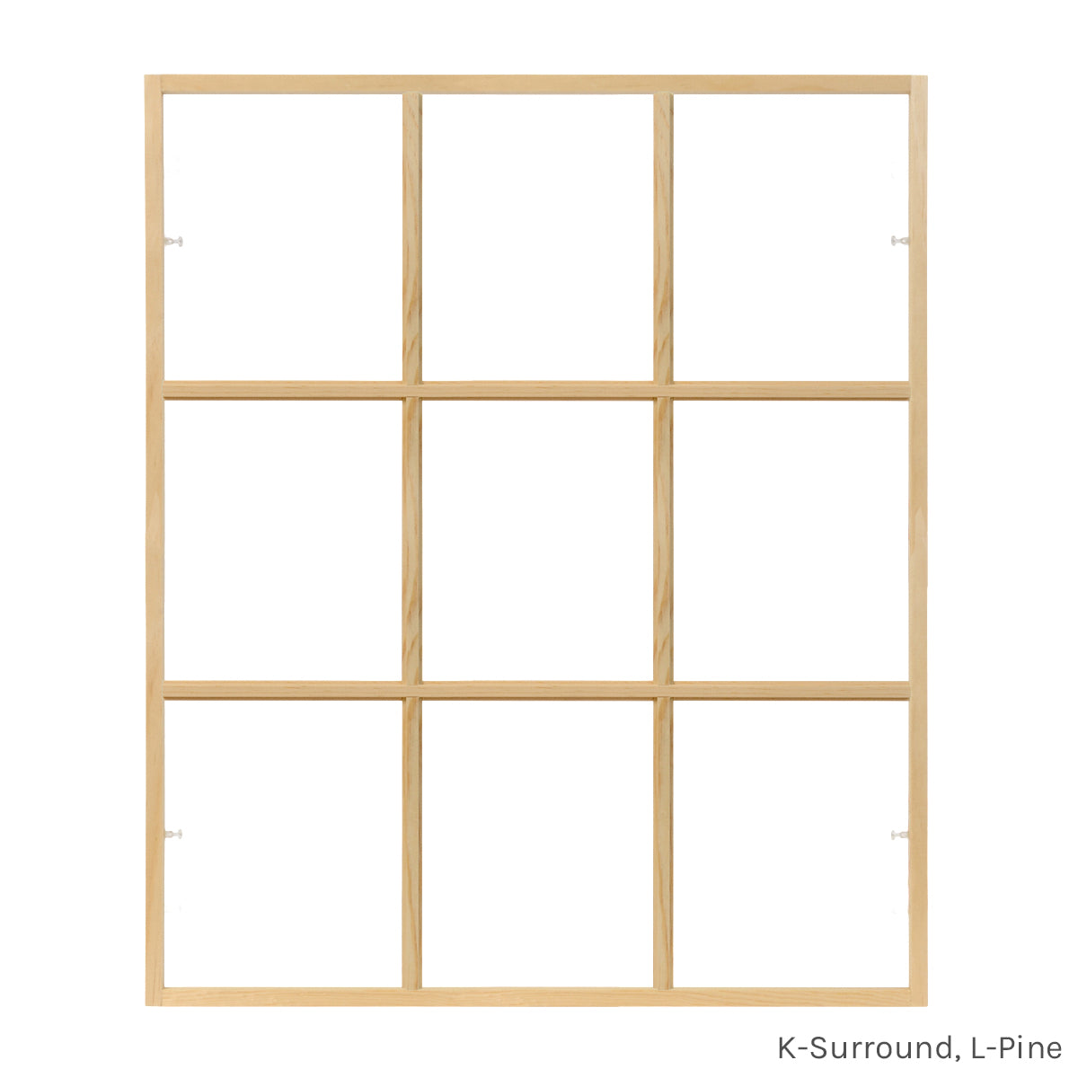 9 light square pine colonial window grid insert for casement and double hung windows