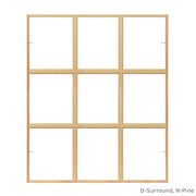 9 light square pine colonial window grid insert for casement and double hung windows