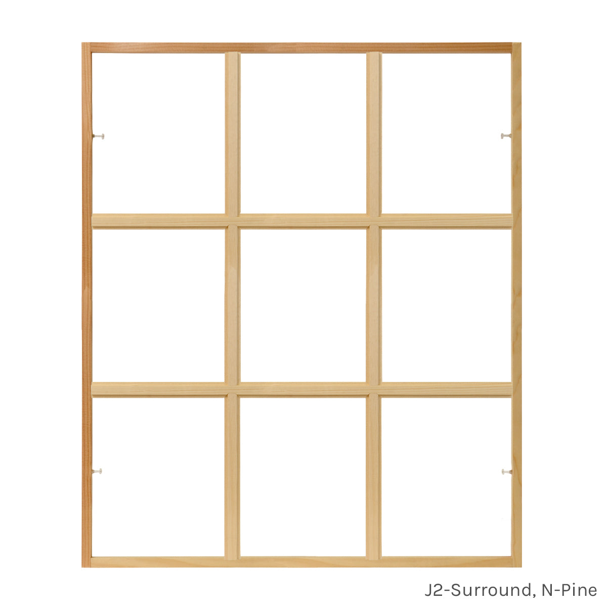 9 light square pine colonial window grid insert for casement and double hung windows