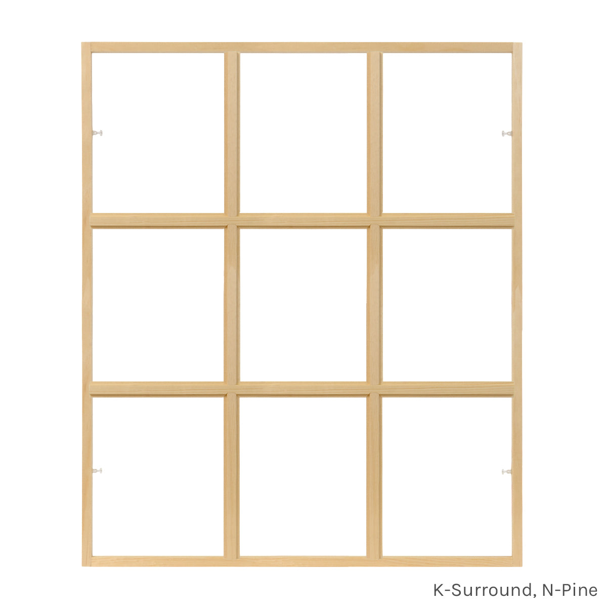 9 light square pine colonial window grid insert for casement and double hung windows