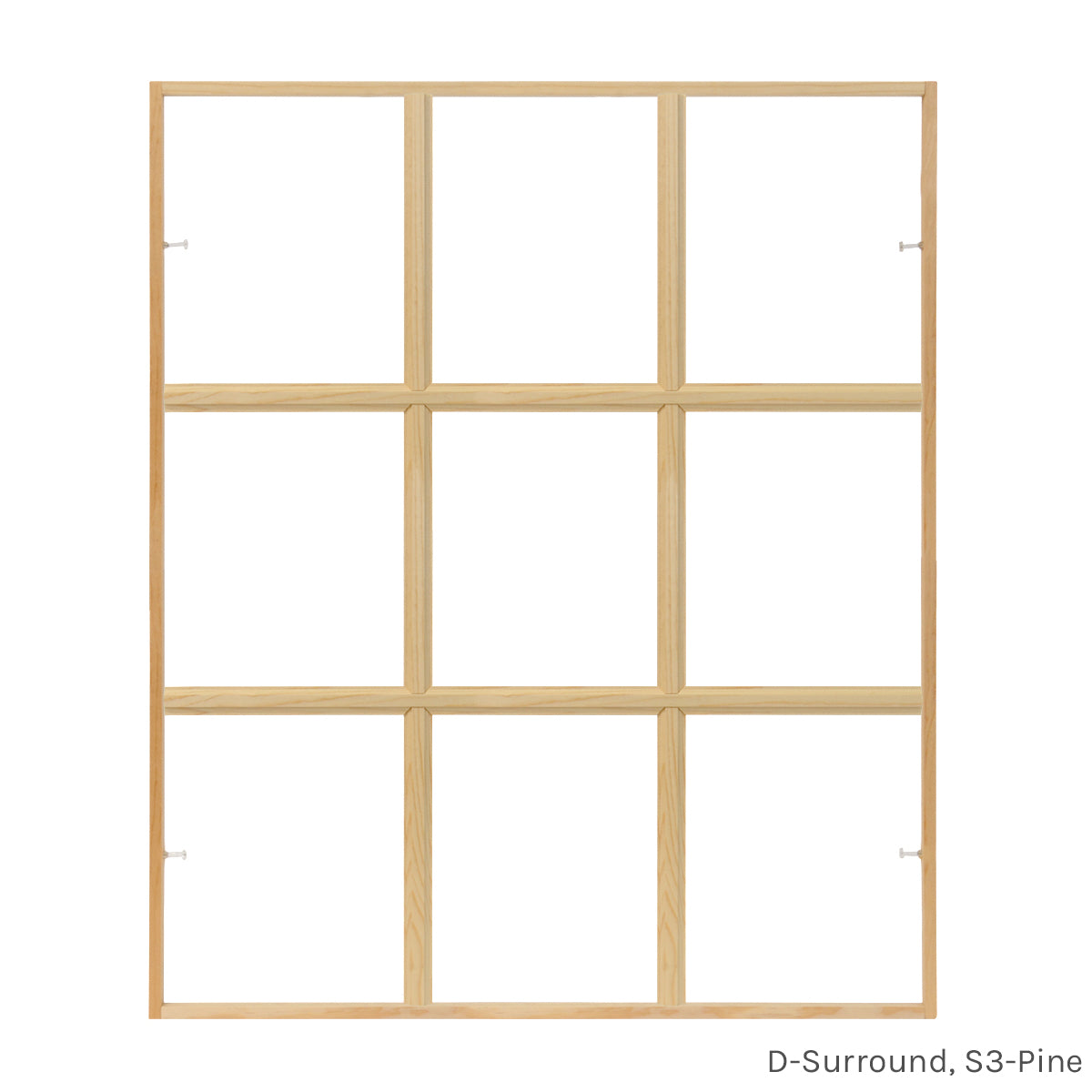 9 light square pine colonial window grid insert for casement and double hung windows