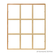 9 light square pine colonial window grid insert for casement and double hung windows