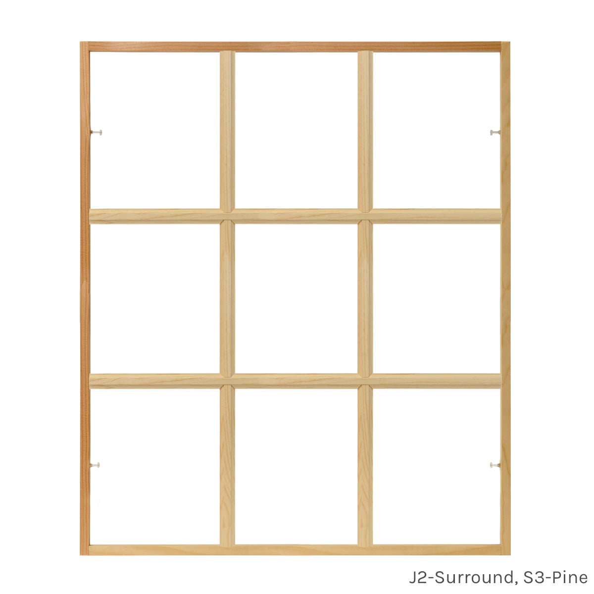 9 light square pine colonial window grid insert for casement and double hung windows