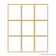 9 light square pine colonial window grid insert for casement and double hung windows