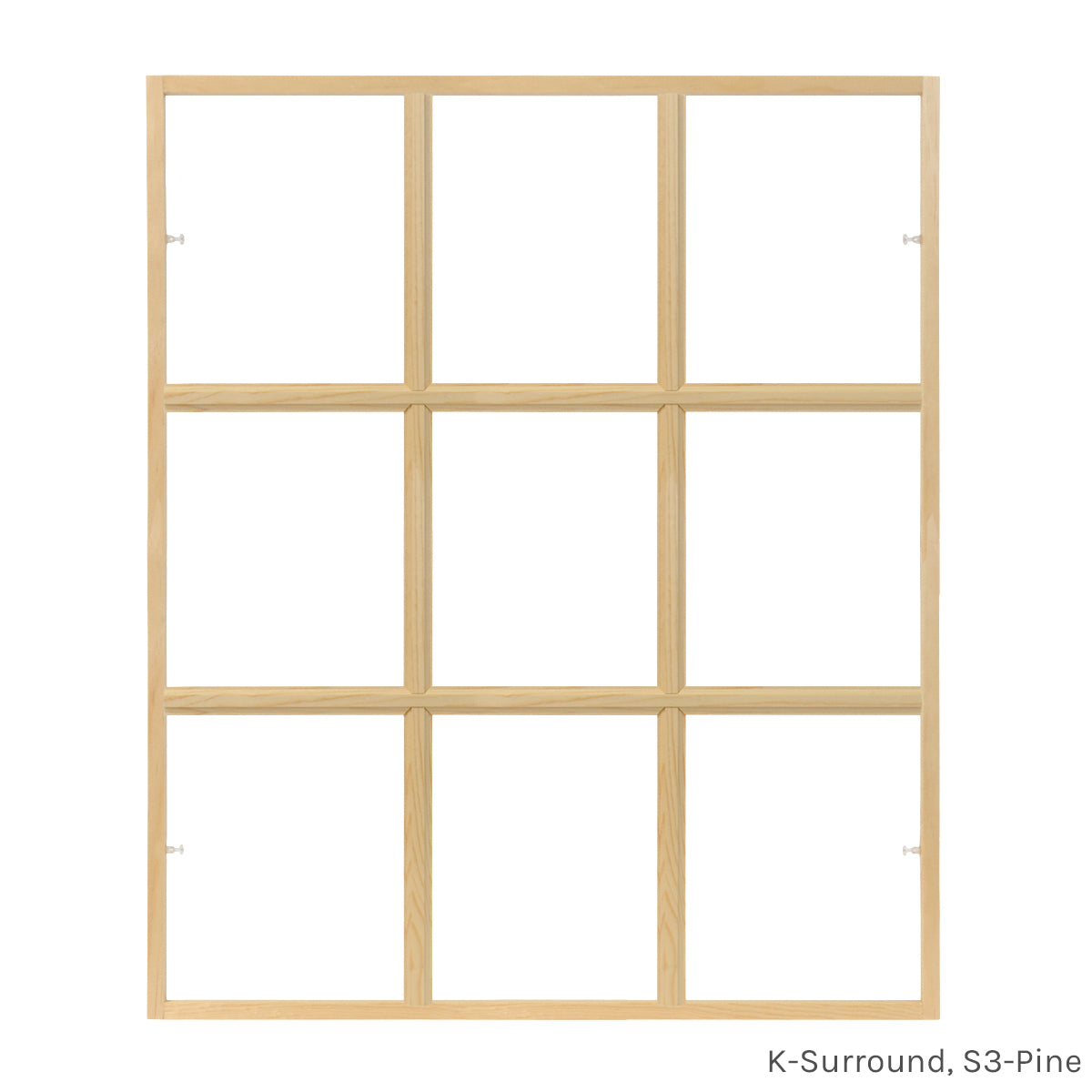 9 light square pine colonial window grid insert for casement and double hung windows