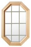 Tall Cabin Light Wood Stationary Octagon Window Clear IG Glass 12 light Sand Grille In Glass