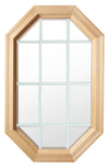Tall Cabin Light Wood Stationary Octagon Window Clear IG Glass 12 light White Grille In Glass