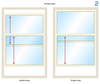 Illustration showing the difference between a double hung and single hung window